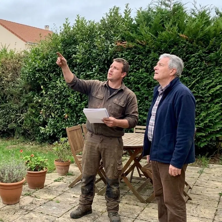 Explication des travaux à un client, carnet en main