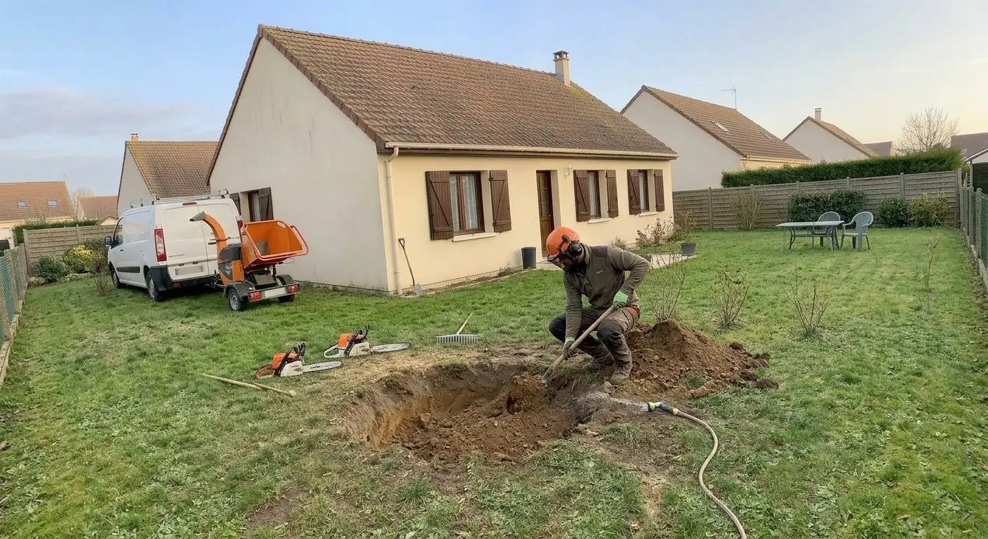 Rebouchage à la terre, juste après le rognage